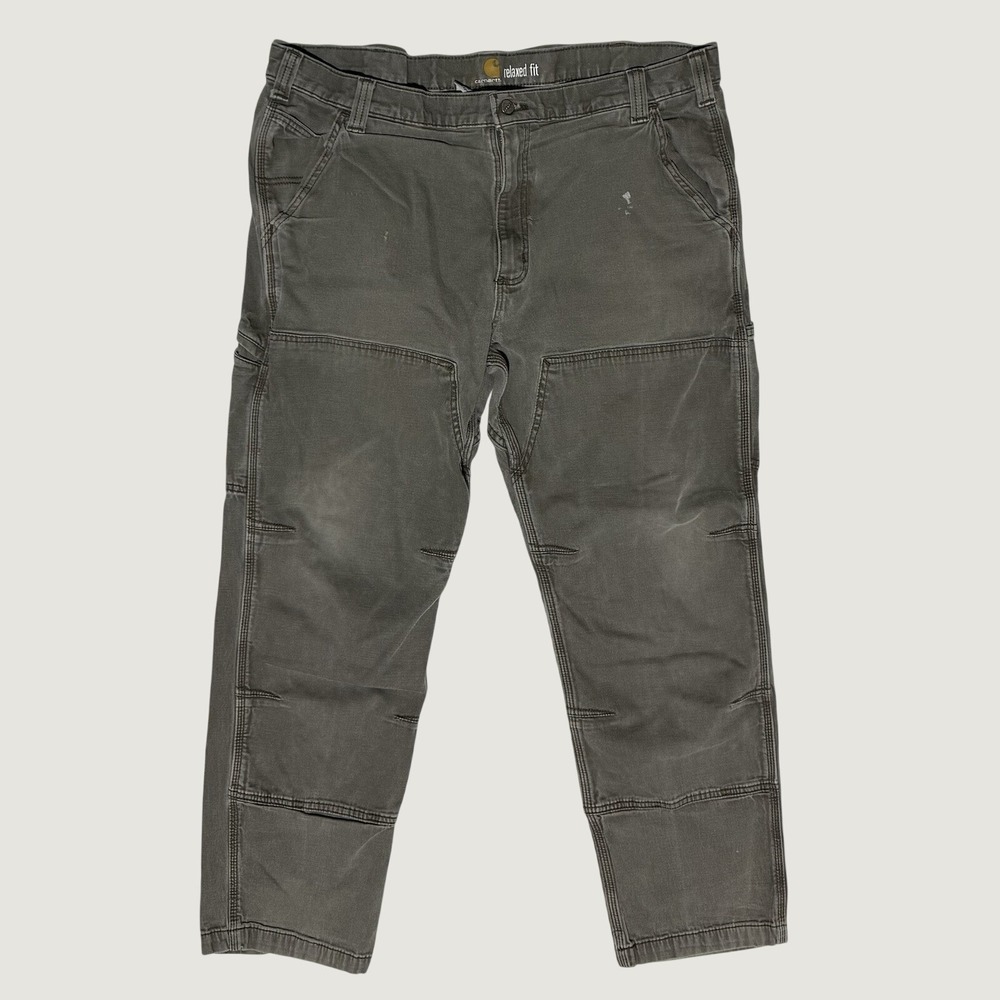 Carhartt Jeans Double‎ Knee Work Canvas Gray Relaxed Fit Mens 40x30 Distressed